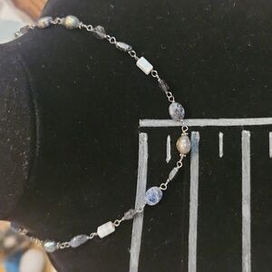 Silpada Sterling Silver Sodalite Blue Lace Chalcedony Pearl Necklace